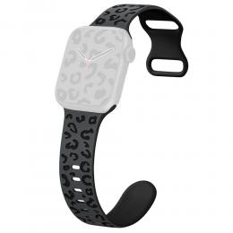 Apple Watch 38/40/41 Klockarband Leopard Grå/Svart