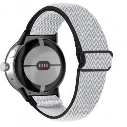 Google Pixel Watch / Watch 2 Justerbart Nylon Armband Svart/Vit