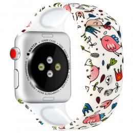 Silikon Armband Apple Watch 42/44/45/49 mm Fåglar/Blommor