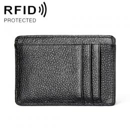 RFID Plånbok Korthållare Litchi Textur Svart
