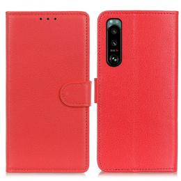 Sony Xperia 5 III Fodral Litchi Textur Röd