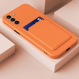  Samsung Galaxy S21 FE Skal Skin Touch Med Kortfack Orange - Teknikhallen.se