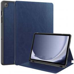 Galaxy Tab A9 Plus Fodral Business Läder Pennhållare Blå
