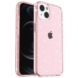 iPhone 15 Plus Skal Hybrid Glitter Rosa