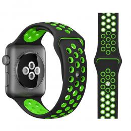 Ihåligt Silikon Armband Apple Watch 41/40/38 mm (M/L) - Svart/Grön