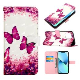 iPhone 14 Plus Fodral Med Tryck Rosa Fjärilar