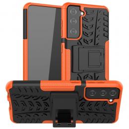 Samsung Galaxy S21 - Ultimata Stöttåliga Skalet med Stöd - Orange - Teknikhallen.se