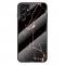Samsung Galaxy S22 Ultra Skal Marmor Hrdat Glas Svart/Rosa