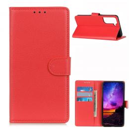 Samsung Galaxy S21 - Litchi Textur Fodral - Röd
