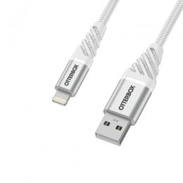OtterBox Premium 1m Lightning - USB-A Kabel Nylonflätad Vit