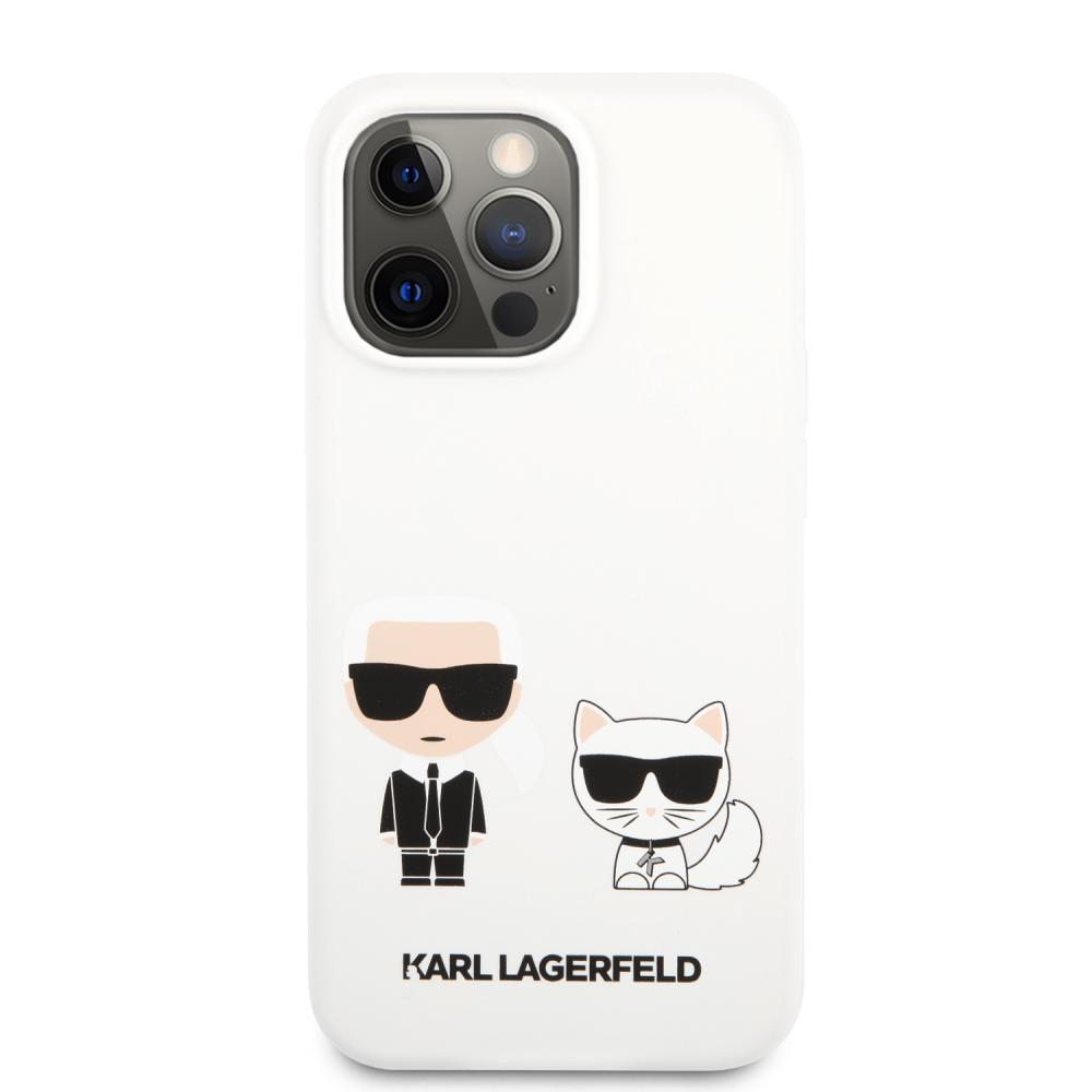 Karl Lagerfeld iPhone 13 Pro Max Skal Karl & Choupette Liquid Silikon Vit