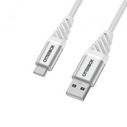 OtterBox Premium 1m USB-C - USB-A Kabel Nylonflätad Vit