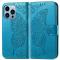 iPhone 13 Pro Max Fodral Butterfly Textur Lder Bl