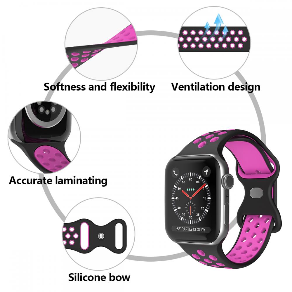 Sportarmband Dual-Color Apple Watch 42/44/45/49 mm (S/M) Svart/Lila