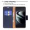 Samsung Galaxy S22 Plus Fodral Litchi Textur Lder Mrk Bl