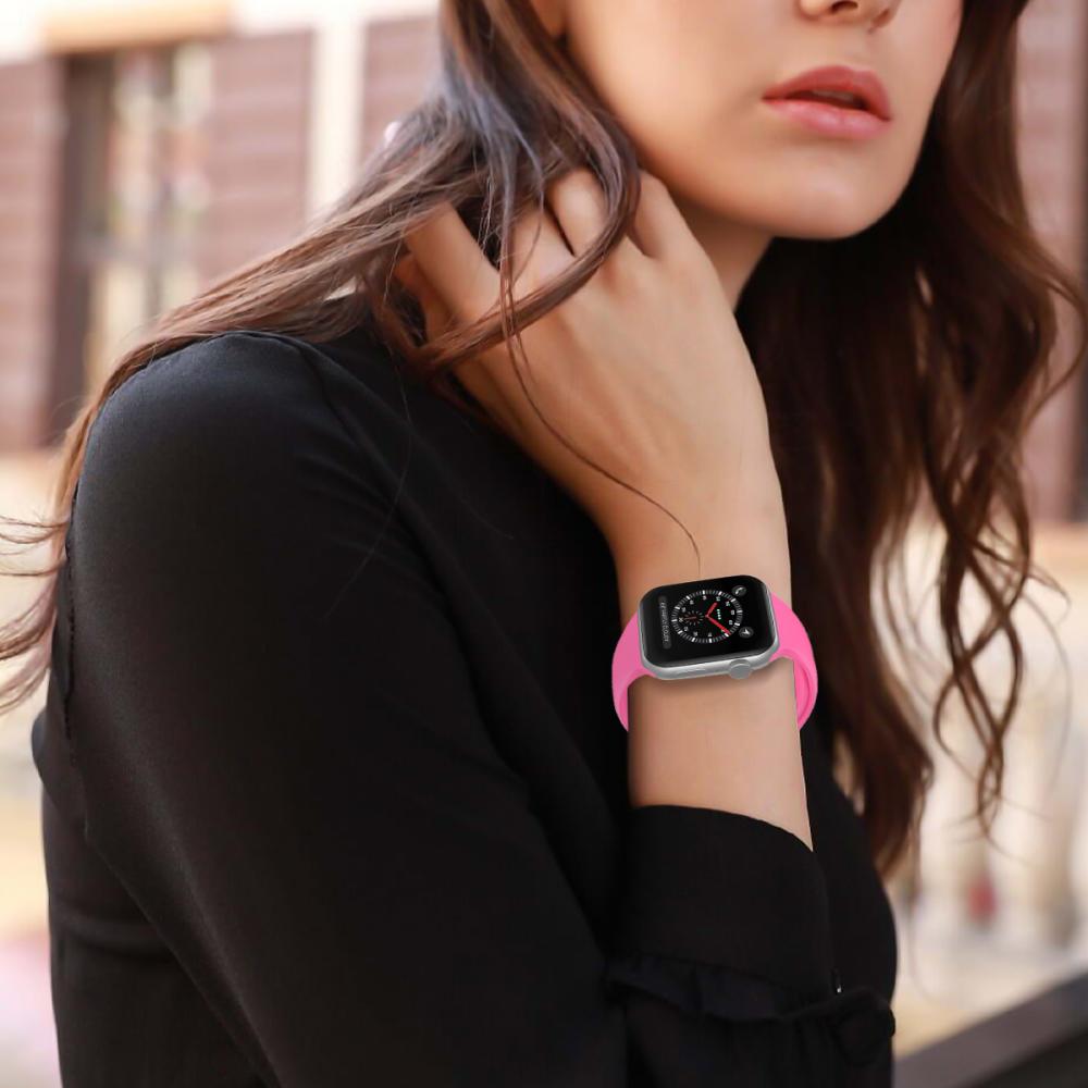 Apple Watch 42/44/45/49 mm Silikon Armband (M/L) Hot Pink