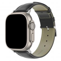 Äkta Läder Armband Apple Watch 42/44/45/49 mm Svart