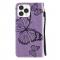 iPhone 13 Pro Max - Butterfly Lder Fodral - Lila