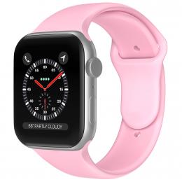 Apple Watch 42/44/45/49 mm Silikon Armband (S/M) Ljus Rosa