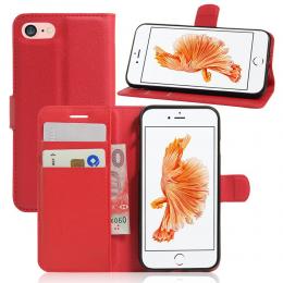 iPhone 7/8/SE (2020/2022) - Litchi Plånboksfodral - Röd