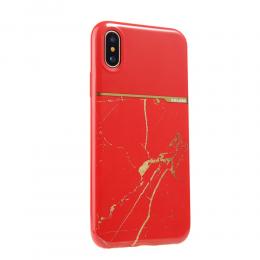 iPhone X/Xs - SULADA Marmor Skal - Röd
