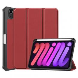 iPad Mini (2021) Fodral Shockproof Tri-Fold Med Pennhållare Vinröd