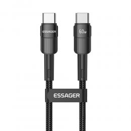 ESSAGER 50cm 60W PD USB-C - USB-C Laddningskabel Svart