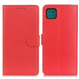 Samsung Galaxy A22 5G - Litchi Läder Fodral - Röd