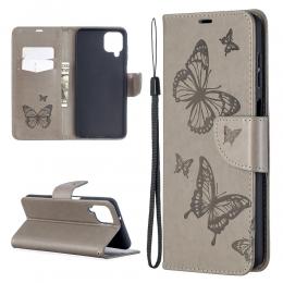 Samsung Galaxy A12 - Butterfly Plånboksfodral - Grå