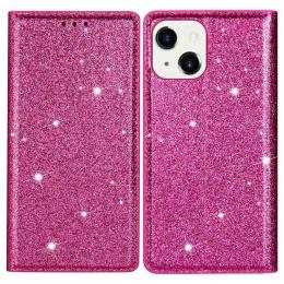 iPhone 15 Plus Fodral Flip Glitter Rosa