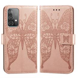Samsung Galaxy A52 / A52s - Fjäril Textur Fodral - Roséguld