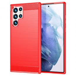 Samsung Galaxy S22 Ultra Skal Borstad Stål Textur Röd