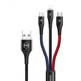 Mcdodo 1.2m 2.4A 3in1 USB-C/Lightning/MicroUSB Svart