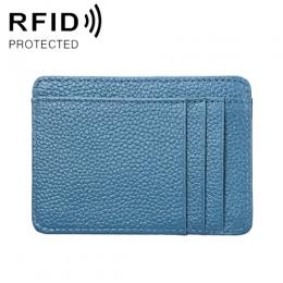 RFID Plånbok Korthållare Litchi Textur Lake Blue