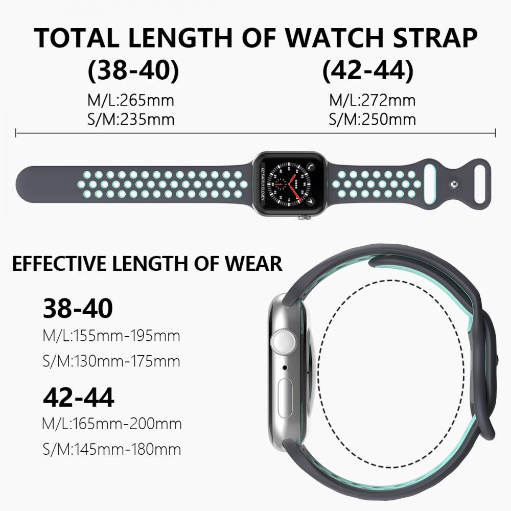 Sportarmband Dual-Color Apple Watch 42/44/45/49 mm (S/M) Gr/Teal