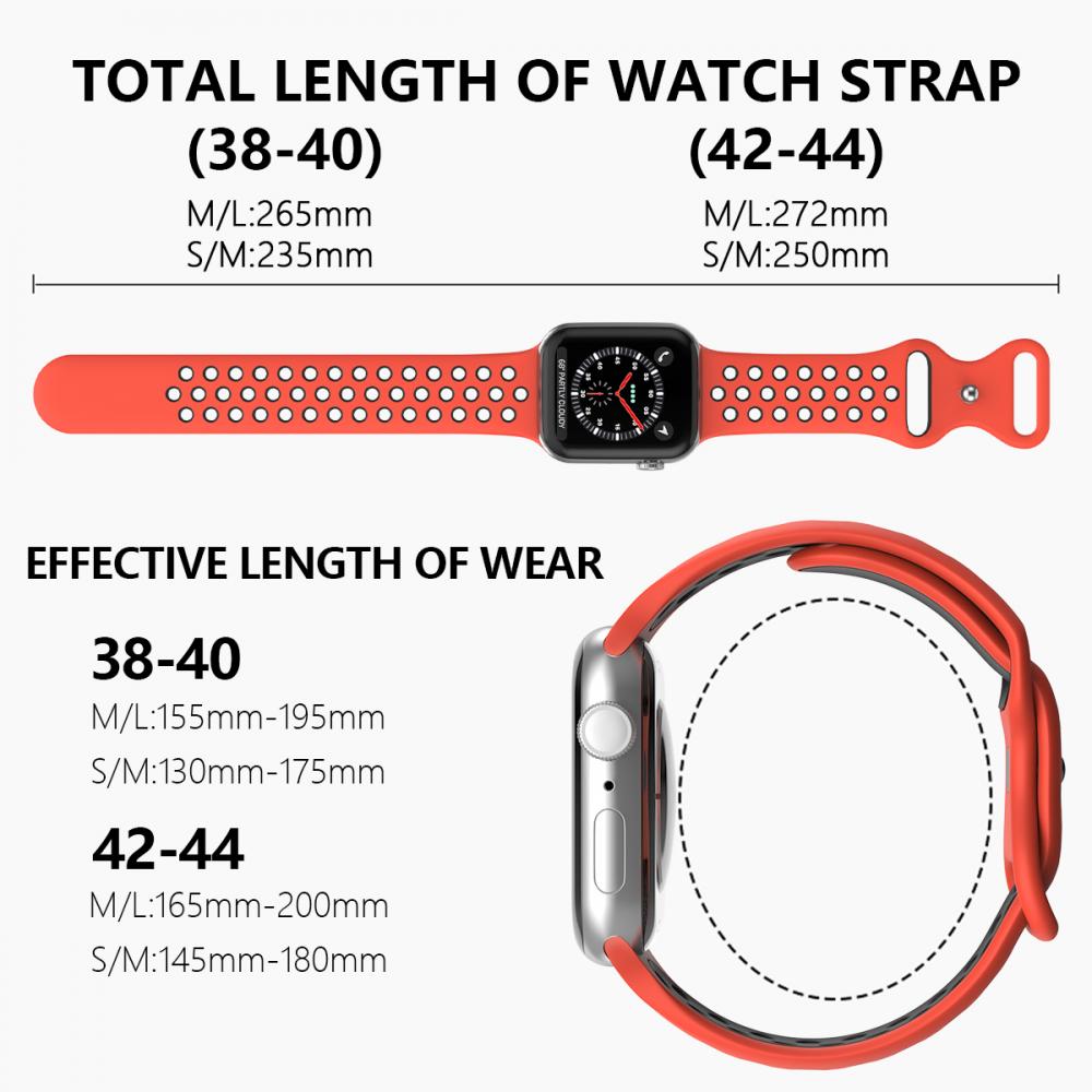 Sportarmband Dual-Color Apple Watch 41/40/38 mm (M/L) Rd/Svart