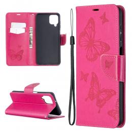 Samsung Galaxy A12 - Butterfly Plånboksfodral - Rosa