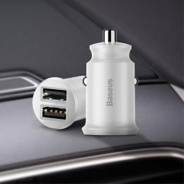BASEUS Baseus Grain Billaddare Dubbel-USB 3.1A - Vit - Teknikhallen.se