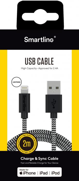 2 m USB till Lightning-kabel - Lång iPhone/iPad/iPod-laddningskabel -  Lightning till USB-kabel - Apple MFi-certifierad - Vit