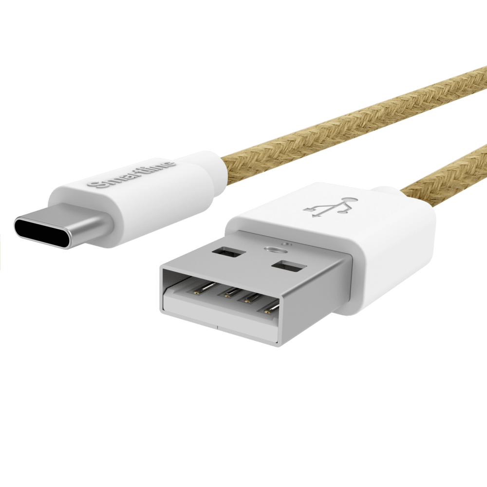 Smartline 2m 3A USB-C Fuzzy Laddningskabel Sand