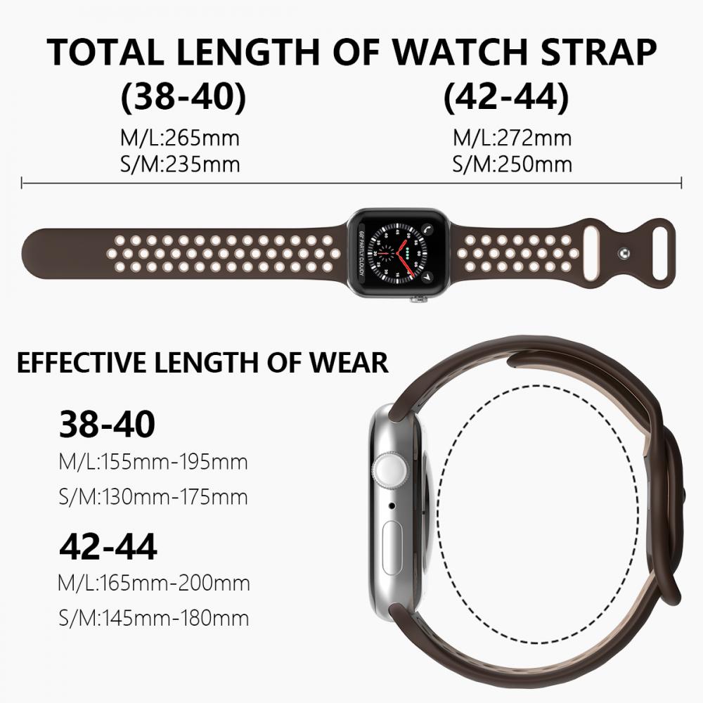 Sportarmband Dual-Color Apple Watch 41/40/38 mm (M/L) Brun