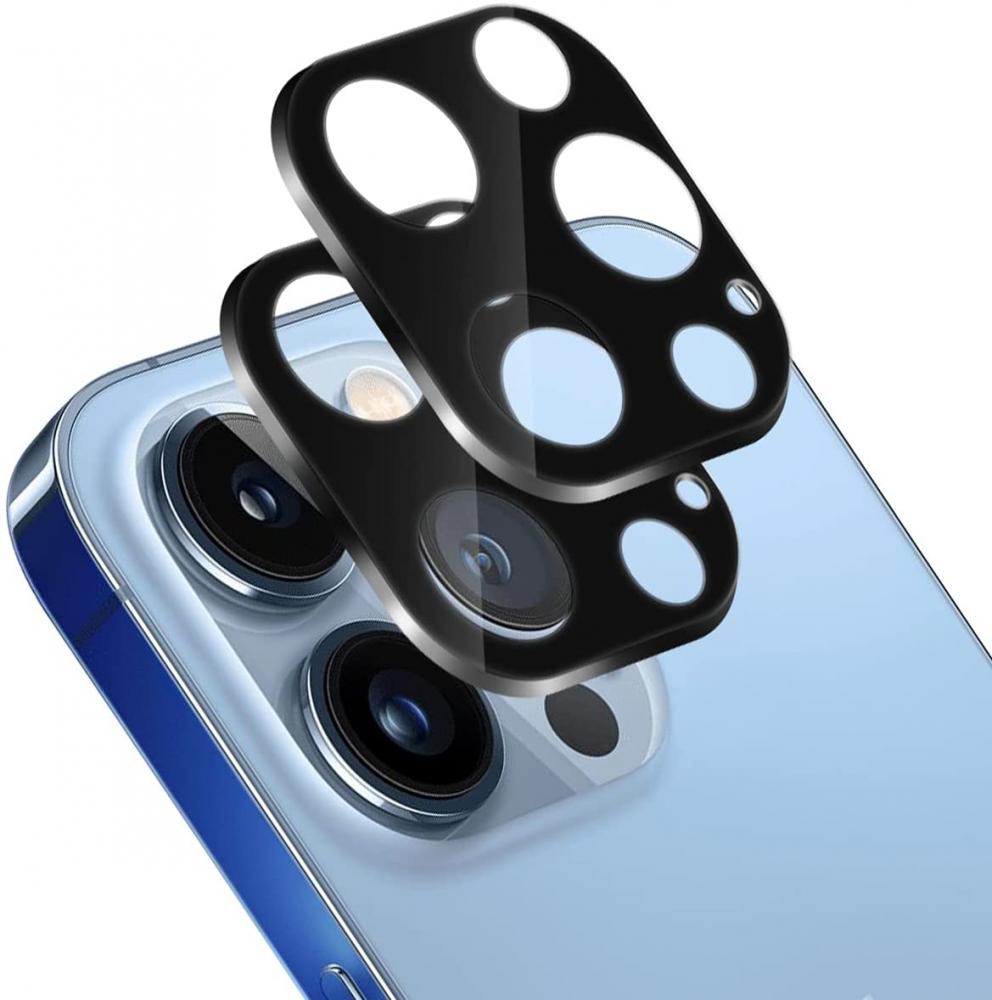 [2-Pack] iPhone 14 Pro Max Linsskydd I Hrdat Glas - Svart
