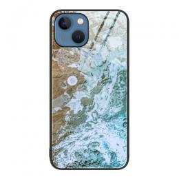 iPhone 14 Plus Skal Marmor Härdat Glas Beach