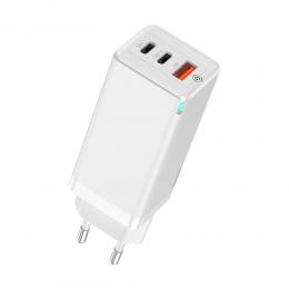 BASEUS Baseus GaN 65W 3-port PPS Snabbladdare PD - Vit - Teknikhallen.se