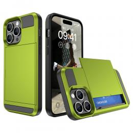 iPhone 15 Skal Hybrid Armor Med Kortfack Grön