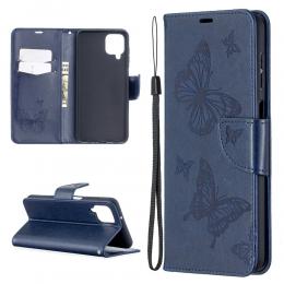 Samsung Galaxy A12 - Butterfly Plånboksfodral - Blå