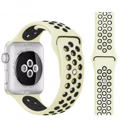 Ihåligt Silikon Armband Apple Watch 41/40/38 mm (M/L) - Beige/Svart