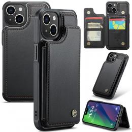 CASEME iPhone 15 Plus Skal RFID Kickstand Plånbok Svart