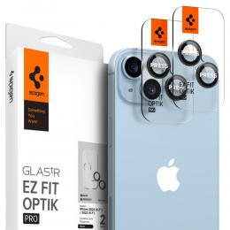 Spigen iPhone 14 / 14 Plus 2-PACK Optik.tR "Ez Fit" Linsskydd Svart