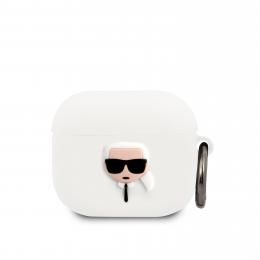 Karl Lagerfeld AirPods 3 Ikoniskt Silikon Skal Med Ring Vit
